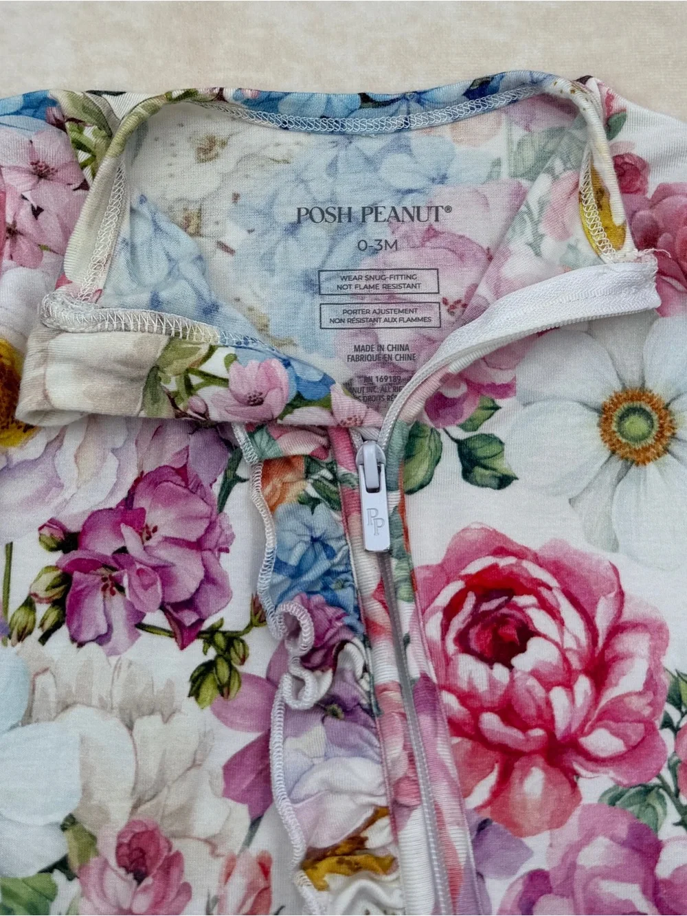 Posh Peanut White Floral Footed One-Piece - Multi-Color Flowers